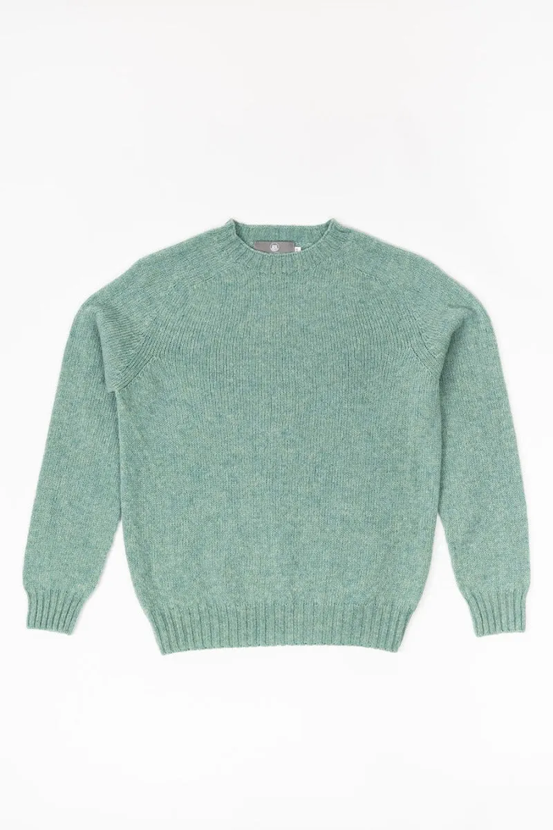 Womens Seamless Saddle Shoulder Shetland Jumper - Soft Green