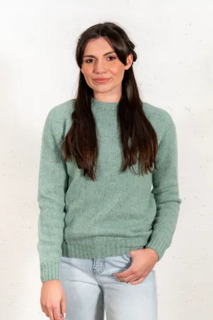 Womens Seamless Saddle Shoulder Shetland Jumper - Soft Green