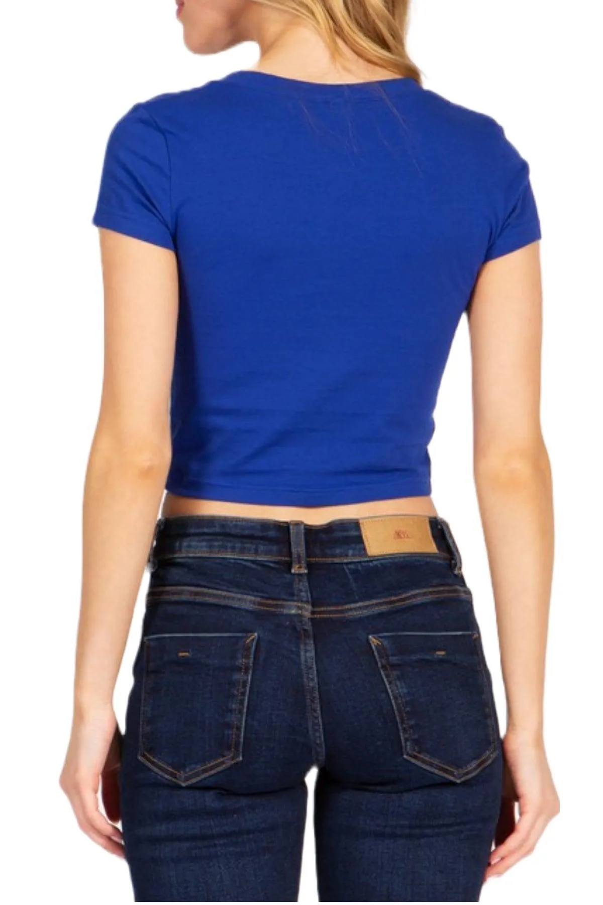 Women's Short Sleeve Stretch Crop Top T-Shirt