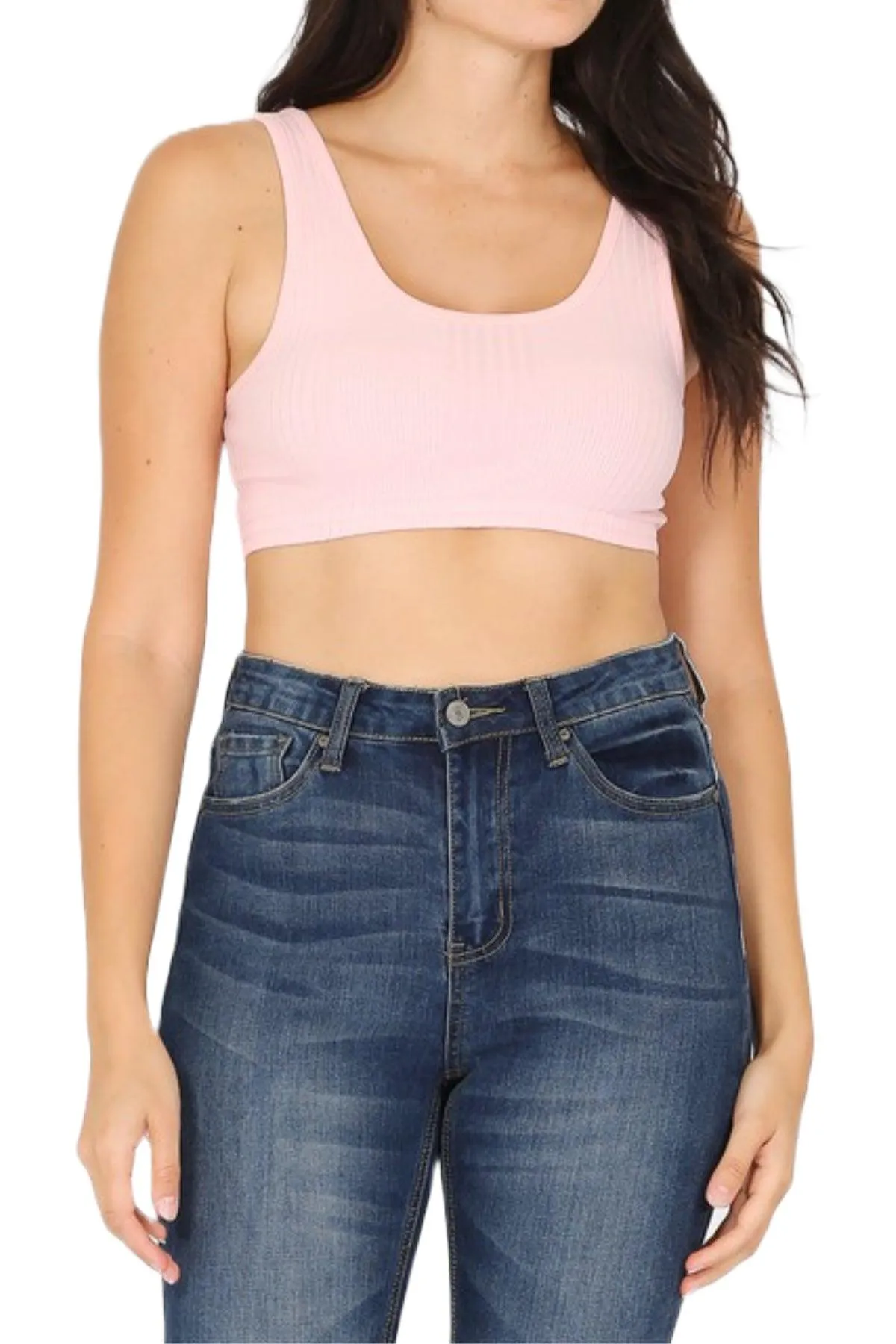 Women's Variegated Rib Crop Bra Tank Top