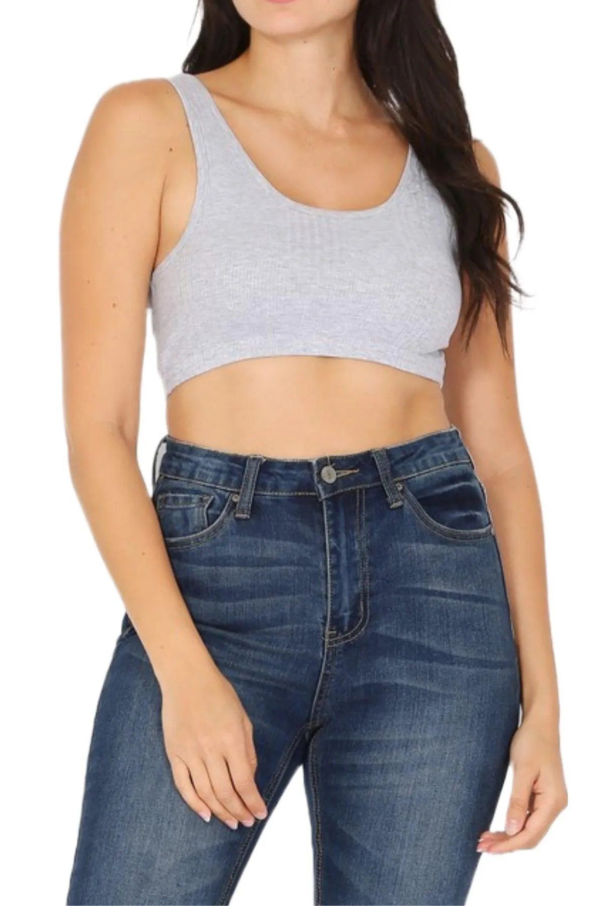 Women's Variegated Rib Crop Bra Tank Top