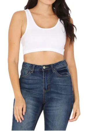 Women's Variegated Rib Crop Bra Tank Top