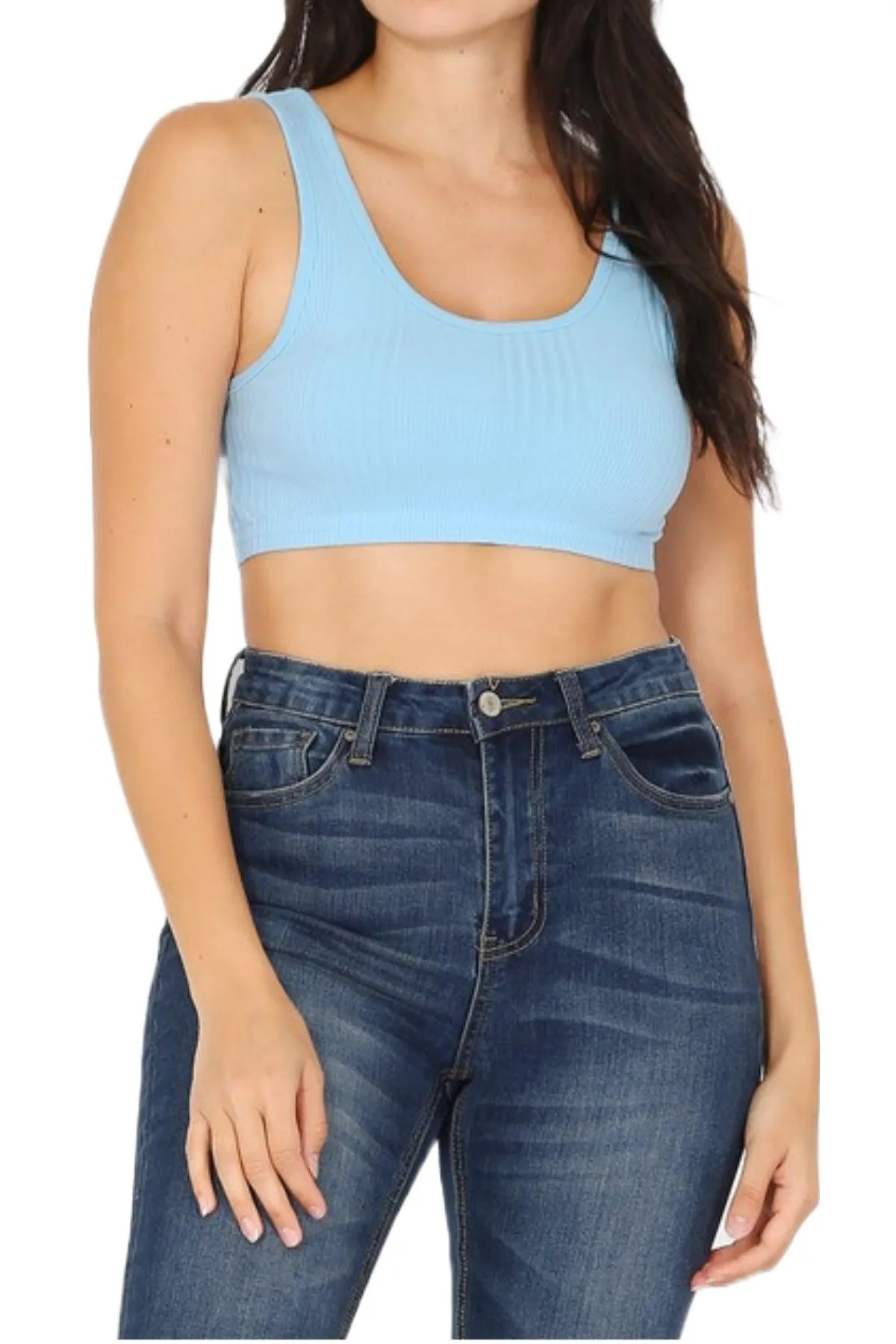 Women's Variegated Rib Crop Bra Tank Top