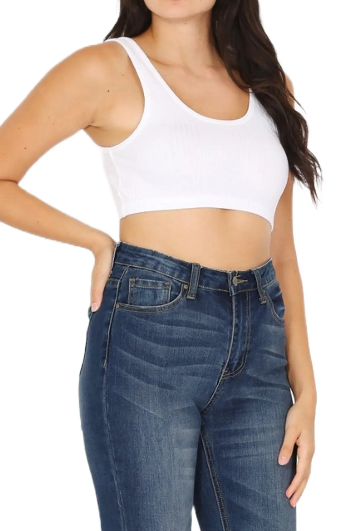 Women's Variegated Rib Crop Bra Tank Top