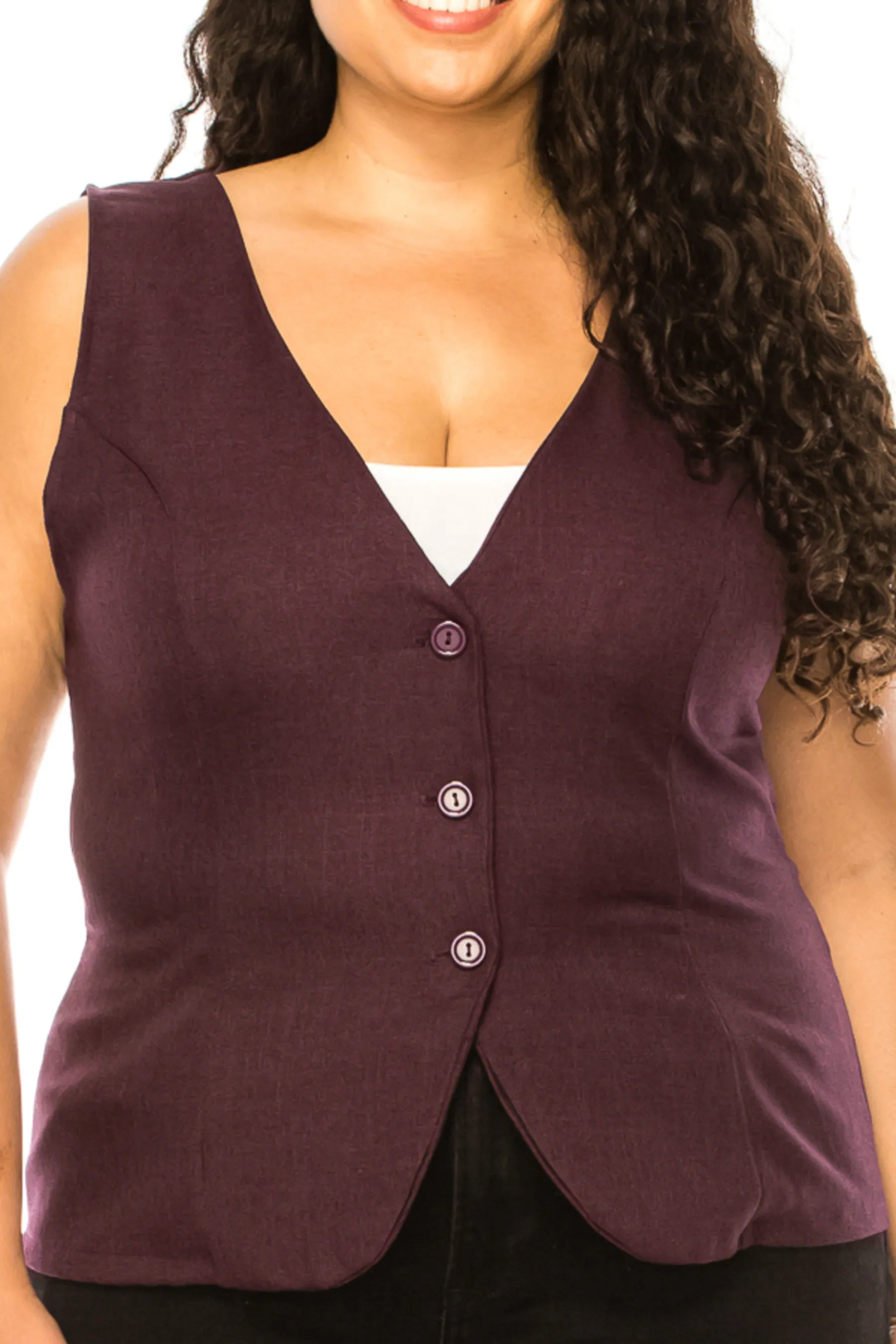 Women's Women's Plus Size Dressy Casual Vest Three Button Tuxedo Suit Waistcoat