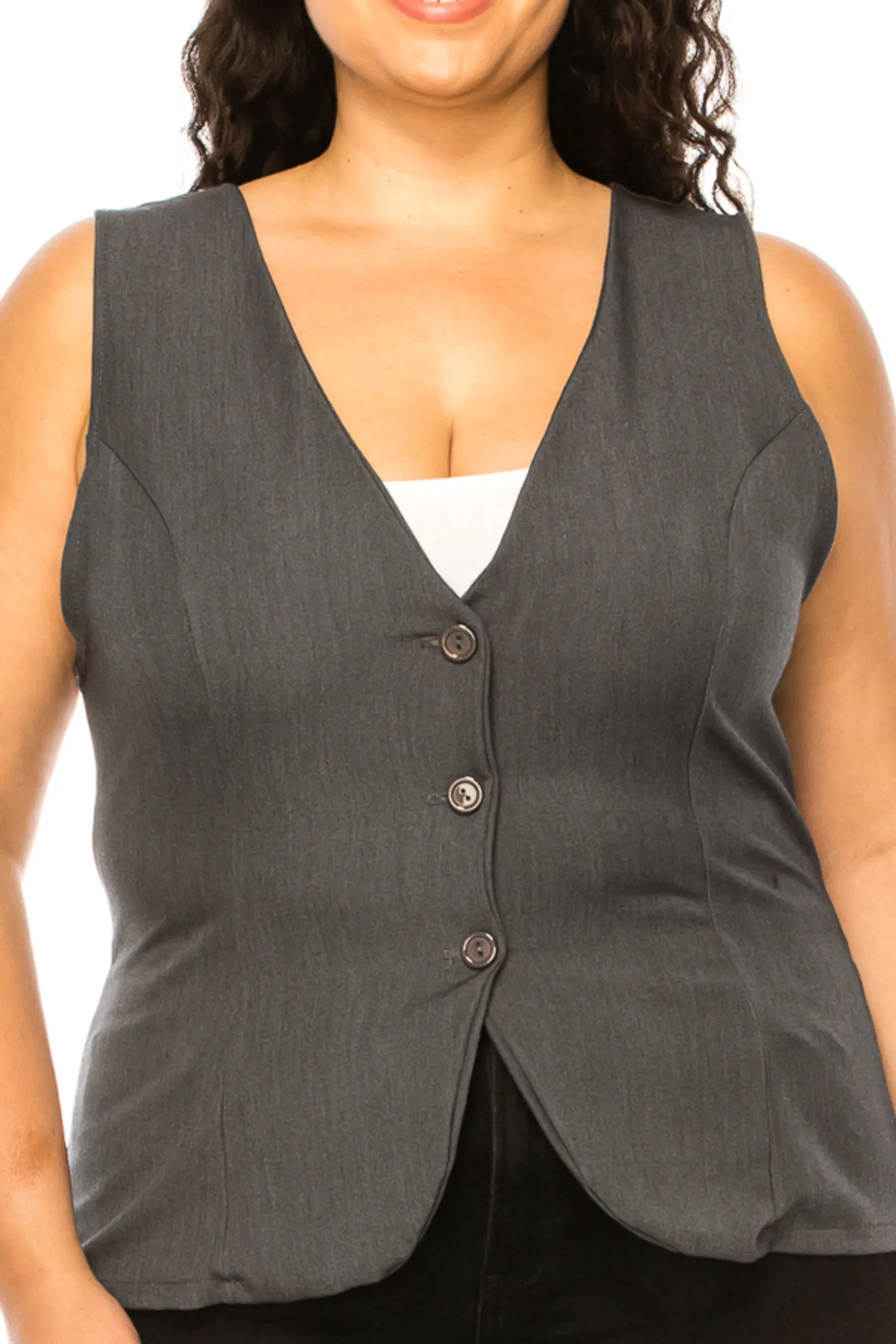 Women's Women's Plus Size Dressy Casual Vest Three Button Tuxedo Suit Waistcoat